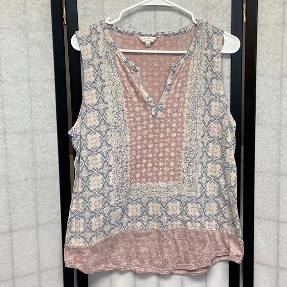Lucky Brand Tops - Women's Sleeveless Printed V Neck Tank Tunic Top Lucky Brand